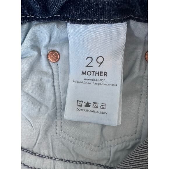 Mother The Looker Crop 5 Pocket Blue Jeans Damaged 29 on the edge large denim - Picture 9 of 10